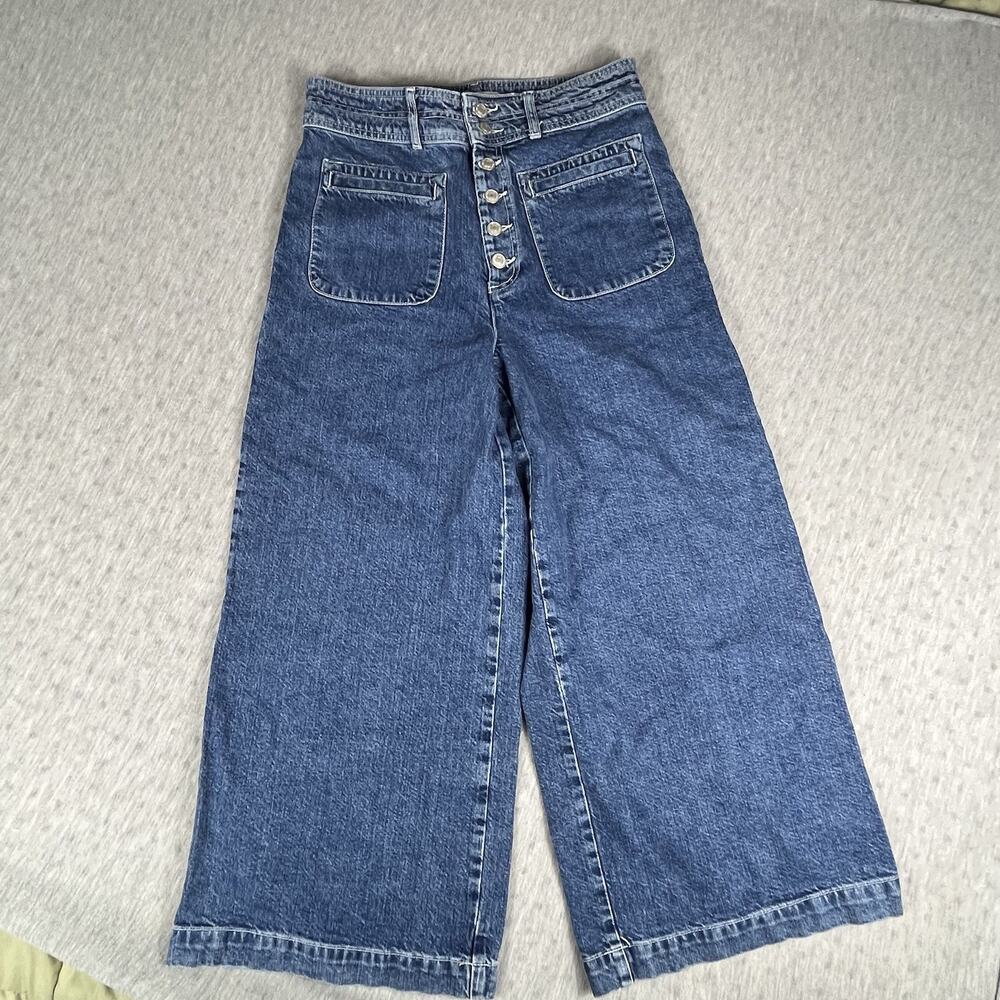 WE THE FREE Women Size 30 Colette High Rise Wide Leg Cropped Cotton Denim Jeans